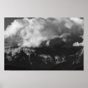Majestic mountain underneath clouds poster