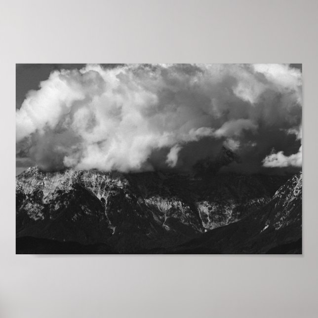 Majestic mountain underneath clouds poster (Front)