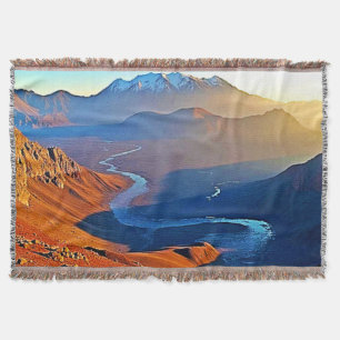 Majestic Mountain Valley Flow Design Throw Blanket