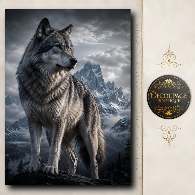 Majestic Mountain Wolf Portrait Tissue Paper (Majestic Mountain Wolf Portrait Tissue Paper)
