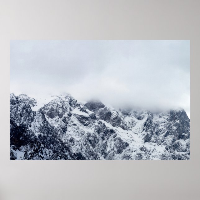 Majestic mountains below clouds poster (Front)