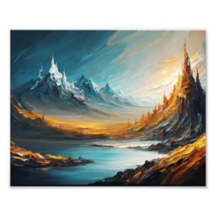 Majestic Mountains Reflected in Still Lake Photo Print
