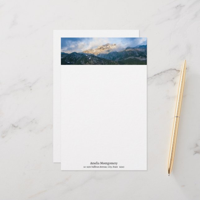 Majestic Mountains Scenic Nature Photo Stationery (Front/Back In Situ)