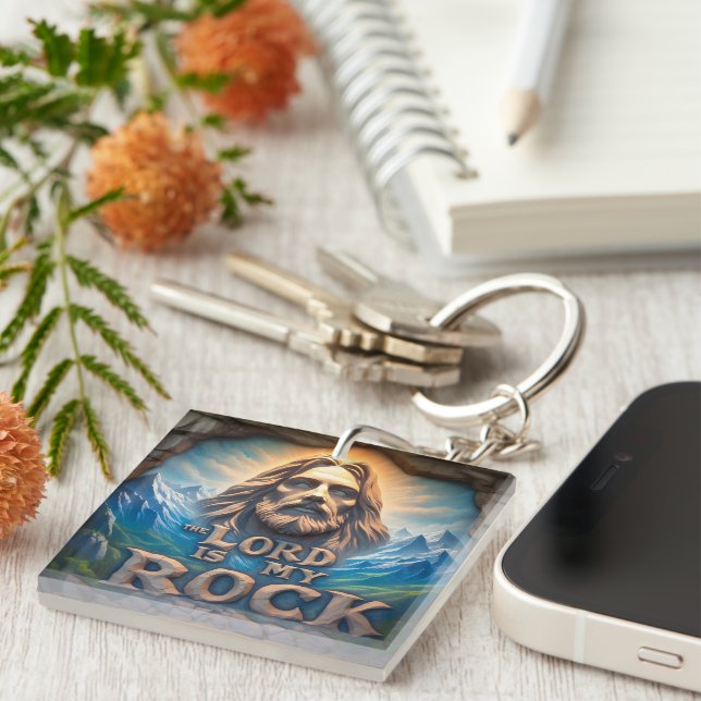 Majestic Mountains: The Lord Is My Rock Keychain (Front Right)