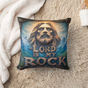 Majestic Mountains: The Lord Is My Rock Throw Pillow