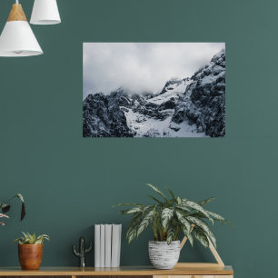 Majestic mountains under the clouds poster