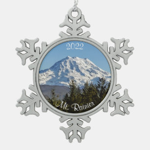 Majestic Mt. Rainier Snowflake Pewter Christmas Ornament