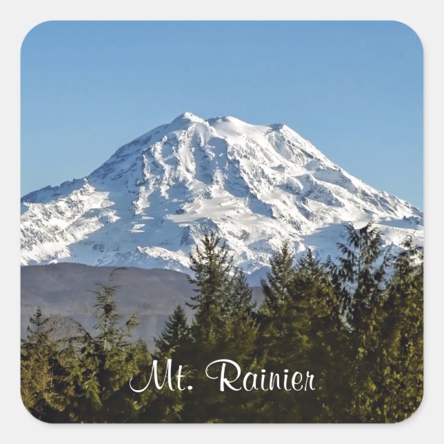 Majestic Mt. Rainier Square Sticker (Front)