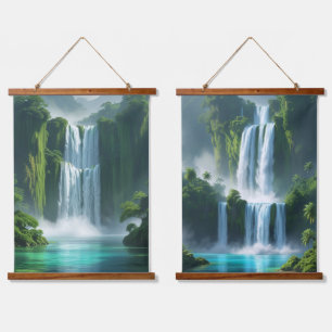majestic multi-tiered waterfall  hanging tapestry