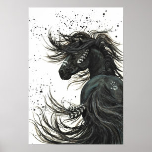 Majestic Mustang by BiHrLe Black Horse Poster