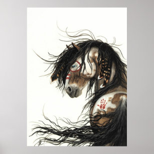 Majestic Mustang Pinto Horse by BiHrLe Poster