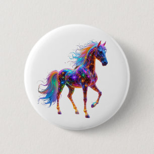Majestic Neon Horse 2 Inch Round Button