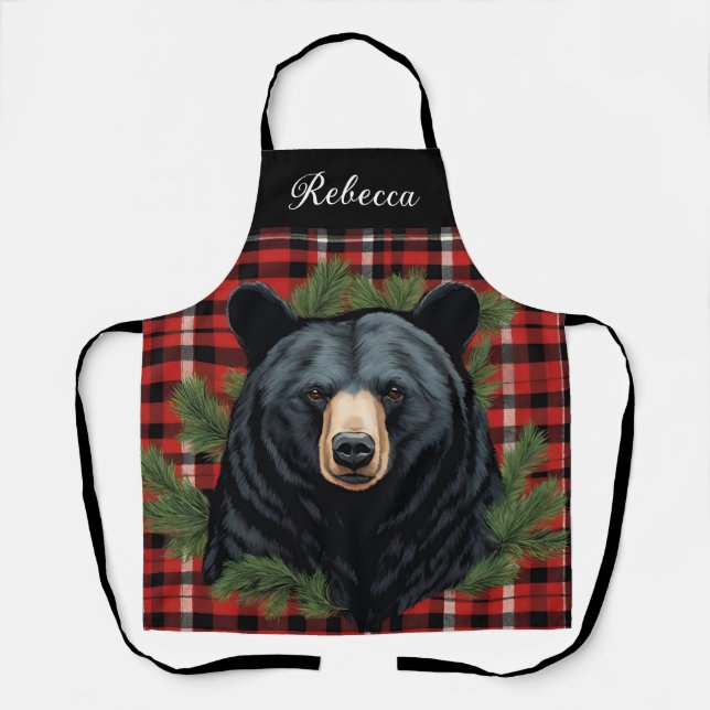 Majestic Northern Black Bear All-Over Print Apron (Front)