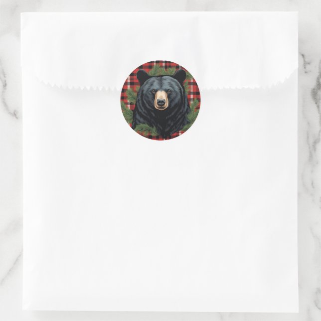 Majestic Northern Black Bear Classic Round Sticker (Bag)