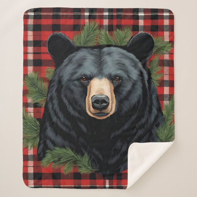 Majestic Northern Black Bear Sherpa Blanket (Front)