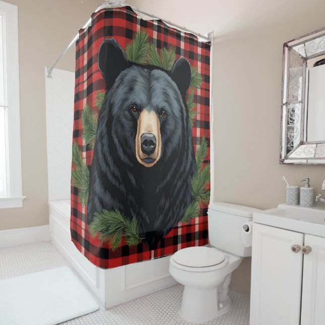 Majestic Northern Black Bear Shower Curtain (In Situ)