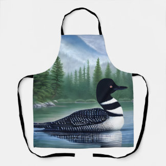 Majestic Northern Wilderness Loon Apron