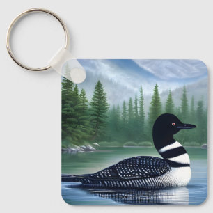 Majestic Northern Wilderness Loon  Keychain
