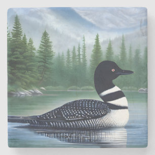 Majestic Northern Wilderness Loon Stone Coaster