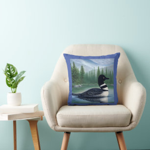 Majestic Northern Wilderness Loon  Throw Pillow