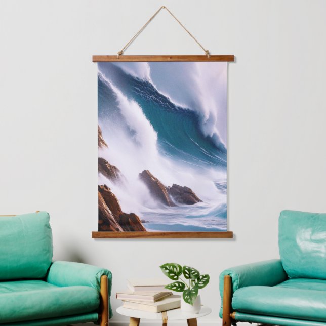 Majestic Ocean Waves Painting Hanging Tapestry (Living Room)