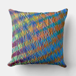 Majestic orange to blue strokes rustically crossed throw pillow