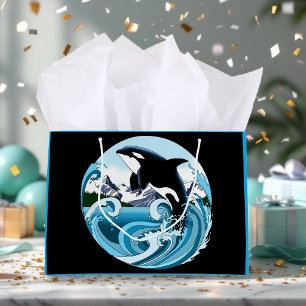 Majestic Orca Killer Whale Blue Waves Ocean Large Gift Bag