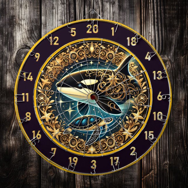Majestic Orca Turtle Rustic Decor Dartboard (Creator Uploaded)
