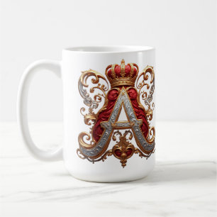 Majestic Ornate Letter A with Crown Coffee Mug