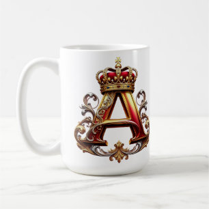 Majestic Ornate Letter A with Crown Coffee Mug