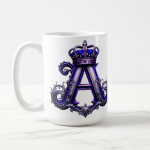 Majestic Ornate Letter A with Crown Coffee Mug