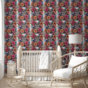 Majestic Owl & Floral Bliss Wallpaper
