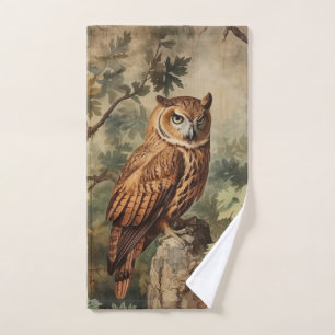 Majestic Owl in a Forest Hand Towel
