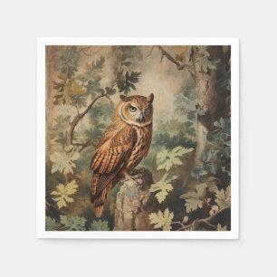 Majestic Owl in a Forest Napkin