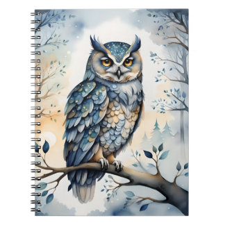 Majestic Owl in a Wintery Forest Notebook