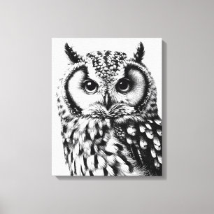 Majestic Owl Portrait Custom Size on Canvas  Print