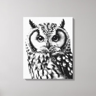 Majestic Owl Portrait Custom Size on Canvas  Print