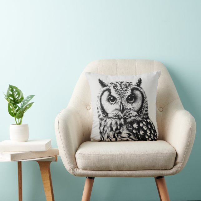 Majestic Owl Throw Pillow 16x16" Wildlife Décor (Chair)