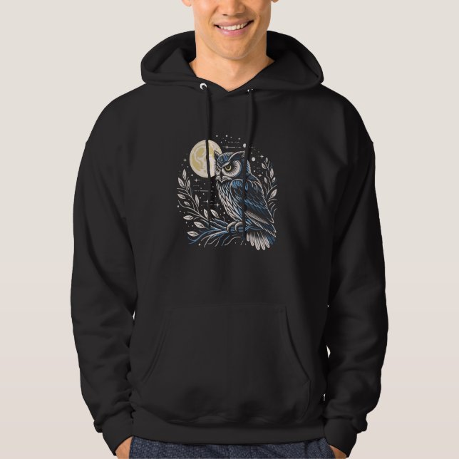Majestic Owl Under Moonlight Graphic Design Hoodie (Front)