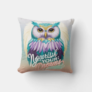 "Majestic Owl with Motivational Message" Throw Pillow