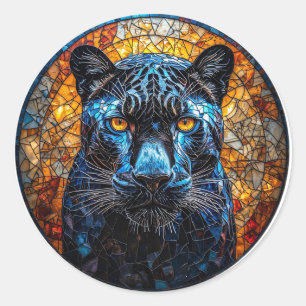 Majestic Panther Mosaic Jungle Design 💎 Classic Round Sticker