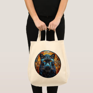 Majestic Panther Stained Glass Artwork Tote Bag