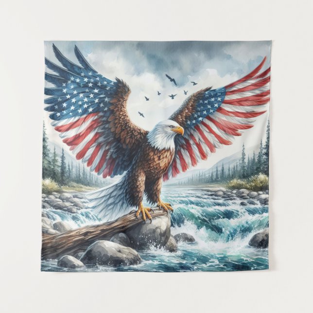 Majestic Patriotic Eagle Tapestry (Front)