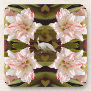 Majestic Peacock and Amaryllis Candy Cane Coaster