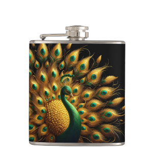 Majestic Peacock Elegance Hip Flask