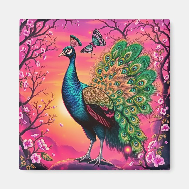 Majestic Peacock Magnet (Front)