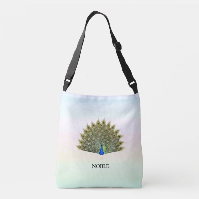 Majestic Peacock on Pastel Colours Crossbody Bag (Back)