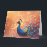 Majestic Peacock with Vibrant Plumage  Card<br><div class="desc">Behold the breathtaking beauty of this majestic peacock in all its glory. Its iridescent plumage shimmers with a kaleidoscope of blues, greens, and golds, creating a mesmerizing spectacle. The intricate details of each feather and the proud posture of the bird capture the essence of elegance and grandeur. This image is...</div>
