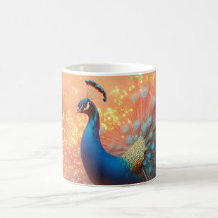 Majestic Peacock with Vibrant Plumage Coffee Mug