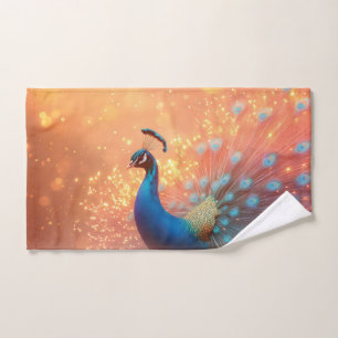 Majestic Peacock with Vibrant Plumage Hand Towel